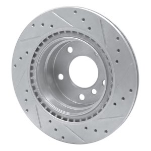 BMW 128I Brake Rotor (1) - Rear Left - R1 Concepts - Drilled & Slotted - Silver - `08-`13